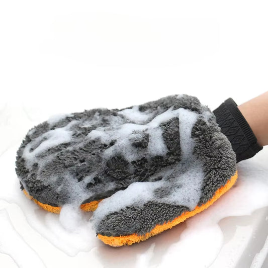 1Pcs Soft Car Washing Gloves Double-Sided Fleece Microfiber Chenille Drying Cloth Car Body Window Tire Cleaning Glove Thicken